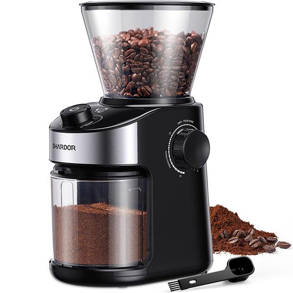 Oferta por tiempo limitado：SHARDOR Molinillo de café de rebabas, molinillo eléctrico con 32 ajustes de molienda de precisión, temporizador ajustable de 40 segundos y función de limpieza de cámara para elaboración casera